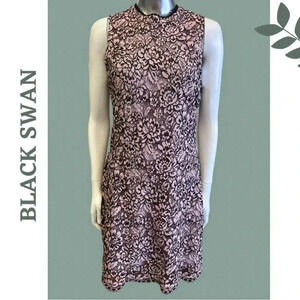 Black Swan Sleeveless A-Line Pink Black Lace Dress Lined Back Zipper Size Medium